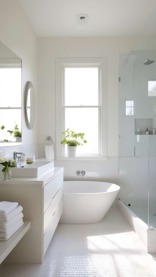 What features do I need for my white modern bathroom? ?