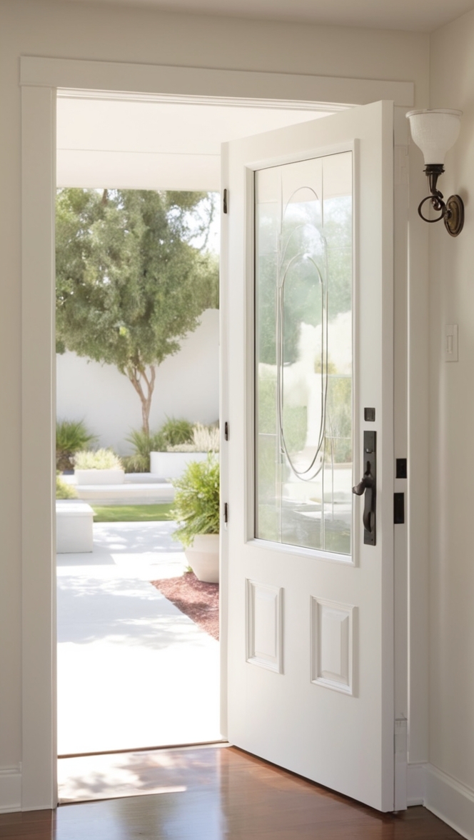 modern white front door, contemporary white front door, sleek white entry door, minimalist white entrance door, elegant white exterior door