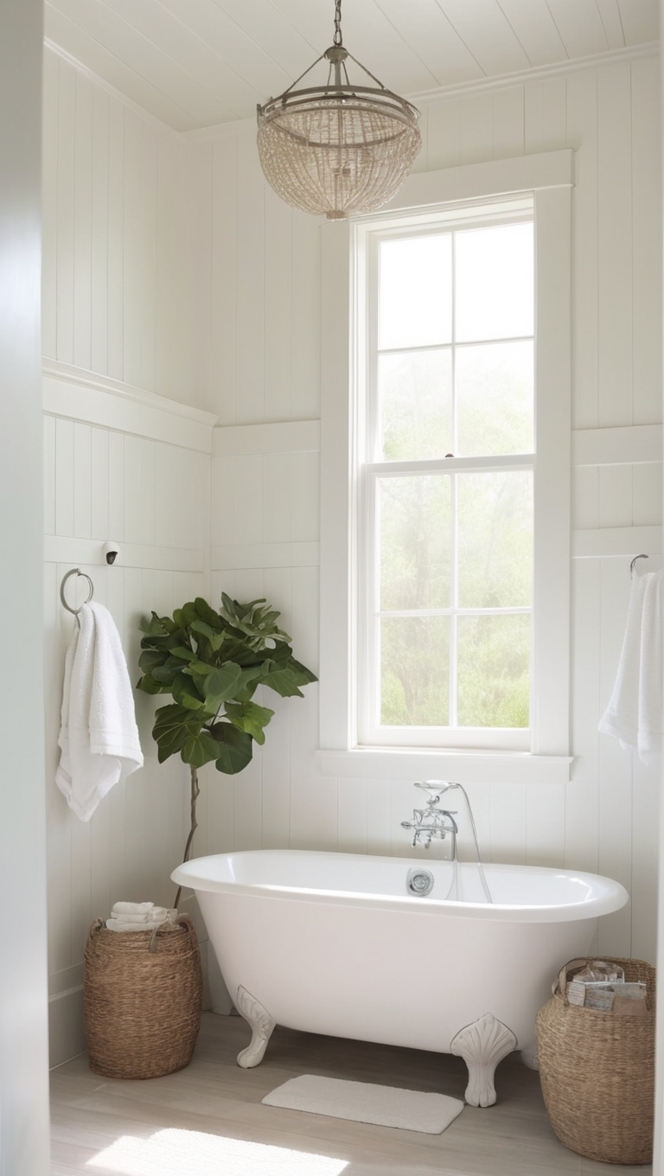 How can I incorporate white shiplap into my bathroom design? ?